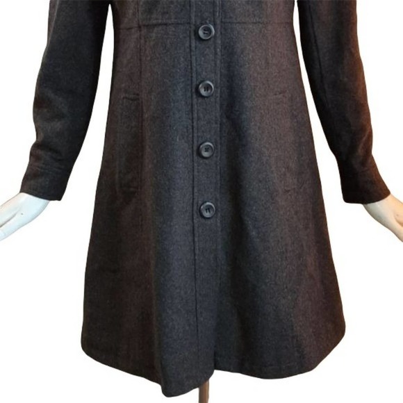 Empire Waist Gray fully Lined Wool Coat w/Pockets - Picture 4 of 11